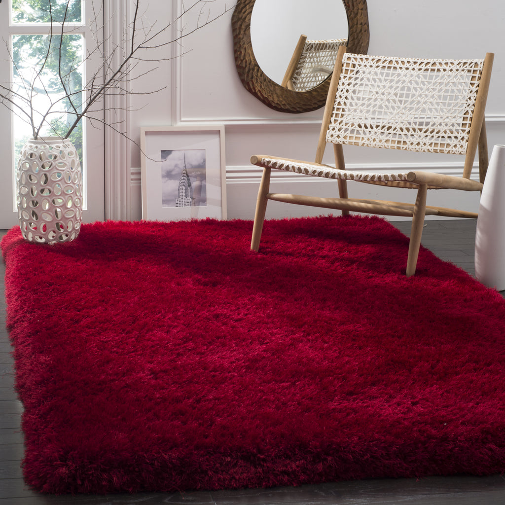 Safavieh Luxe Shag 160 Red Area Rug Room Scene Feature