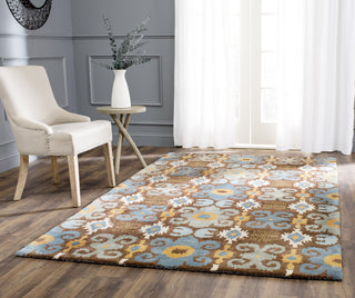 Safavieh Soho Ikat Fiesta Brown/Blue Area Rug Room Scene Feature