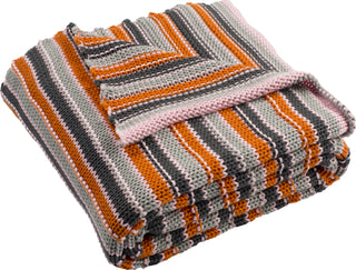 Safavieh Candy Stripe Knit Textures and Weaves Light Grey/Dark Grey/Orange/Pink Throw 