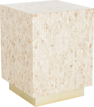 Safavieh Juno Rectangle Mosaic Side Table Multi Beige and Gold Furniture 