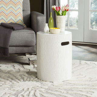 Safavieh Trunk Indoor/Outdoor Modern Concrete Round 165-Inch H Accent Table Ivory Furniture 