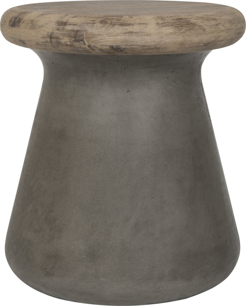 Safavieh Button Indoor/Outdoor Modern Concrete Round 181-Inch H Accent Table Dark Grey Furniture main image