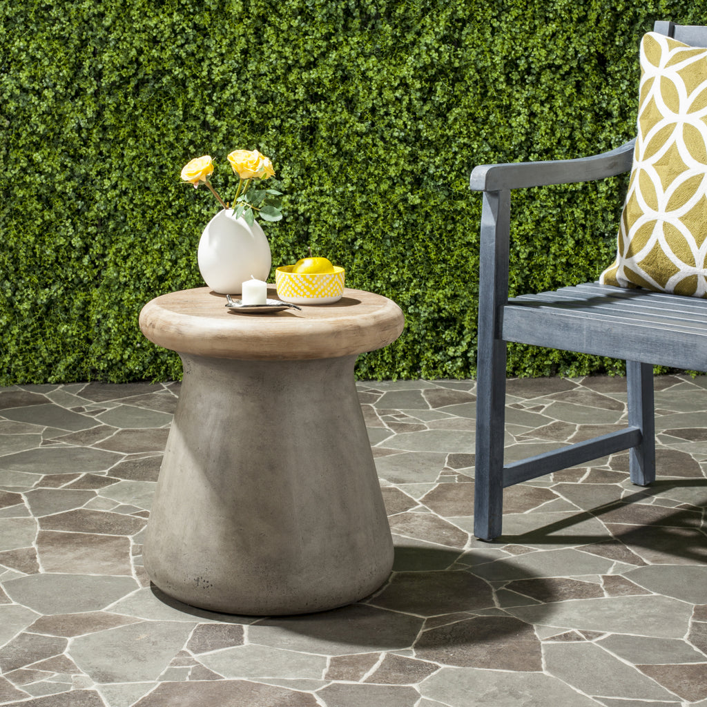 Safavieh Button Indoor/Outdoor Modern Concrete Round 181-Inch H Accent Table Dark Grey Furniture  Feature