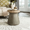 Safavieh Button Indoor/Outdoor Modern Concrete Round 181-Inch H Accent Table Dark Grey Furniture 