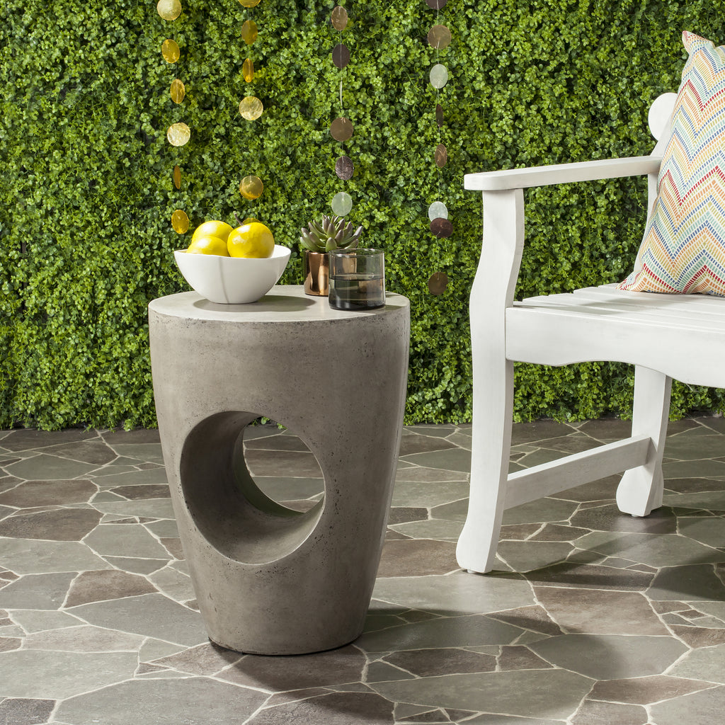 Safavieh Aishi Indoor/Outdoor Modern Concrete Round 177-Inch H Accent Table Dark Grey Furniture  Feature