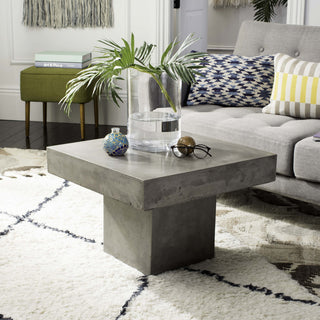 Safavieh Tallen Indoor/Outdoor Modern Concrete Coffee Table Dark Grey  Feature