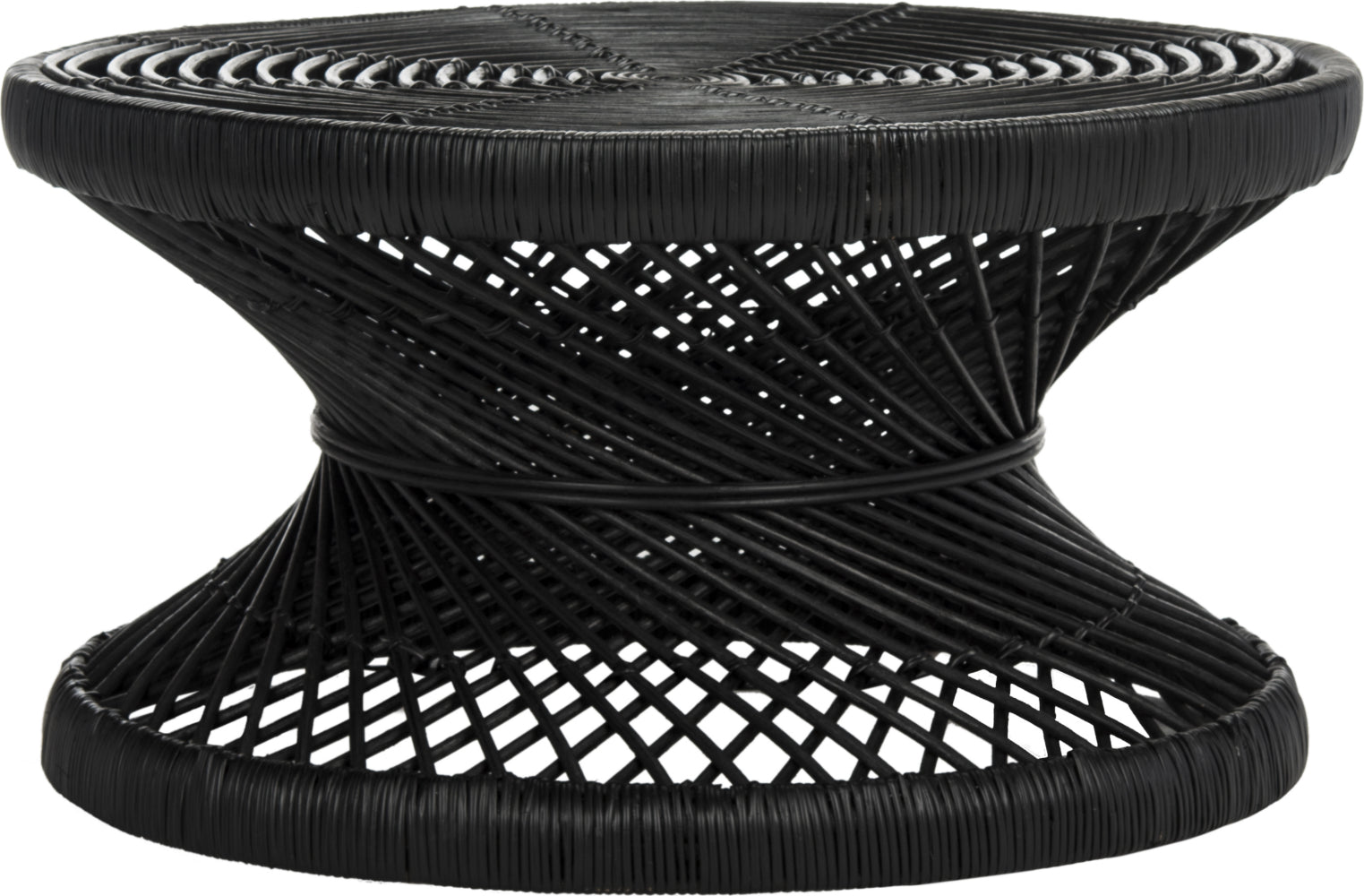 Safavieh Grimson Large Bowed Coffee Table Black Furniture main image