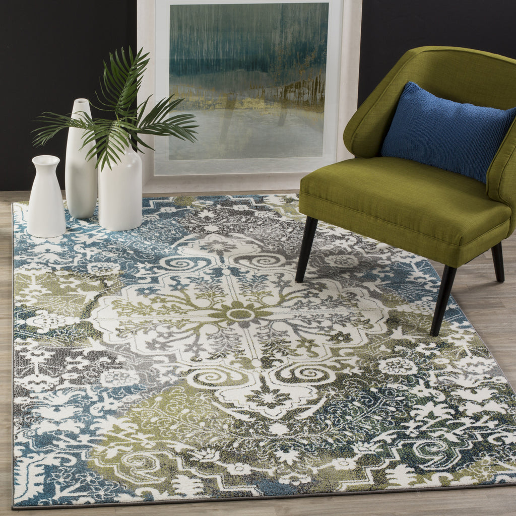 Safavieh Watercolor WTC669B Ivory/Peacock Blue Area Rug  Feature