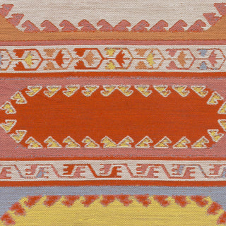 Artistic Weavers Sajal Muse Poppy Red Navy Blue Denim Peach Coral Area Rug Swatch