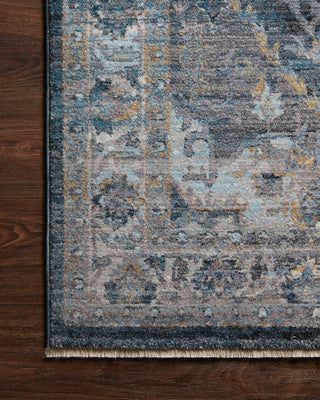 Loloi II Samra SAM-01 Denim / Grey Area Rug Corner On Wood