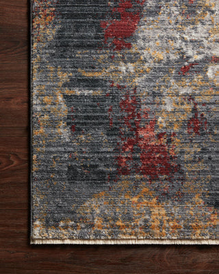 Loloi II Samra SAM-03 Dk Grey / Spice Area Rug Corner On Wood