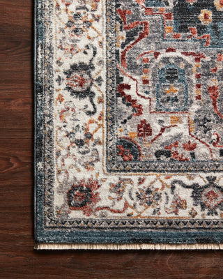 Loloi II Samra SAM-04 Slate / Multi Area Rug Corner On Wood