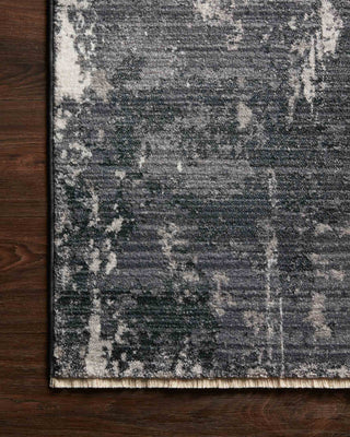 Loloi II Samra SAM-06 Charcoal / Silver Area Rug Corner On Wood