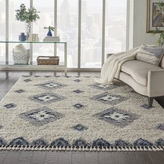 Nourison Scandinavian Shag SCN03 Ivory/Blue Area Rug