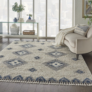 Nourison Scandinavian Shag SCN03 Ivory/Blue Area Rug