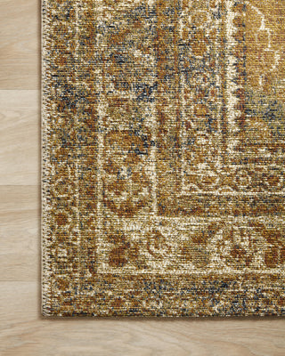 Loloi Sebastian SEB-04 Lagoon/Spice Area Rug Corner On Wood