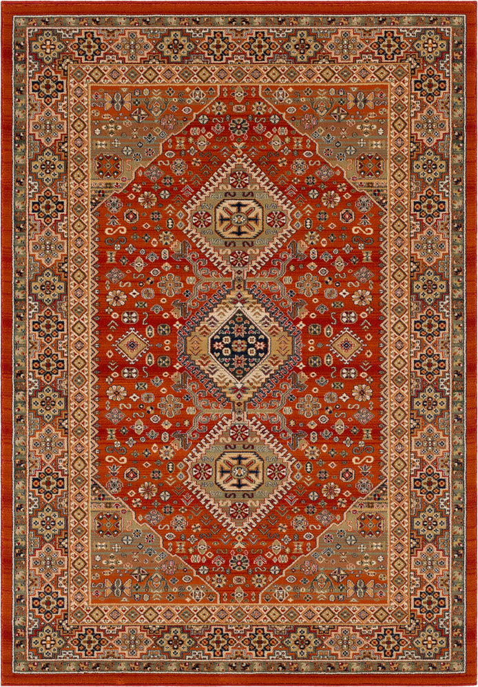 Surya Sedra SED-1001 Dark Red Bright Orange Camel Green Beige Cream Area Rug main image