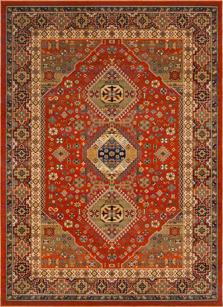 Surya Sedra SED-1001 Dark Red Bright Orange Camel Green Beige Cream Area Rug Main Image 8 X 10