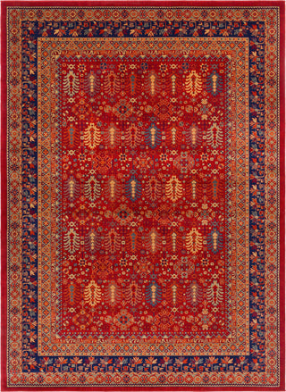 Surya Sedra SED-1002 Dark Red Bright Orange Camel Green Beige Area Rug Main Image 8 X 10