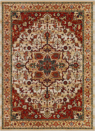 Surya Sedra SED-1007 Dark Red Green Burnt Orange Tan Cream Navy Area Rug Main Image 8 X 10