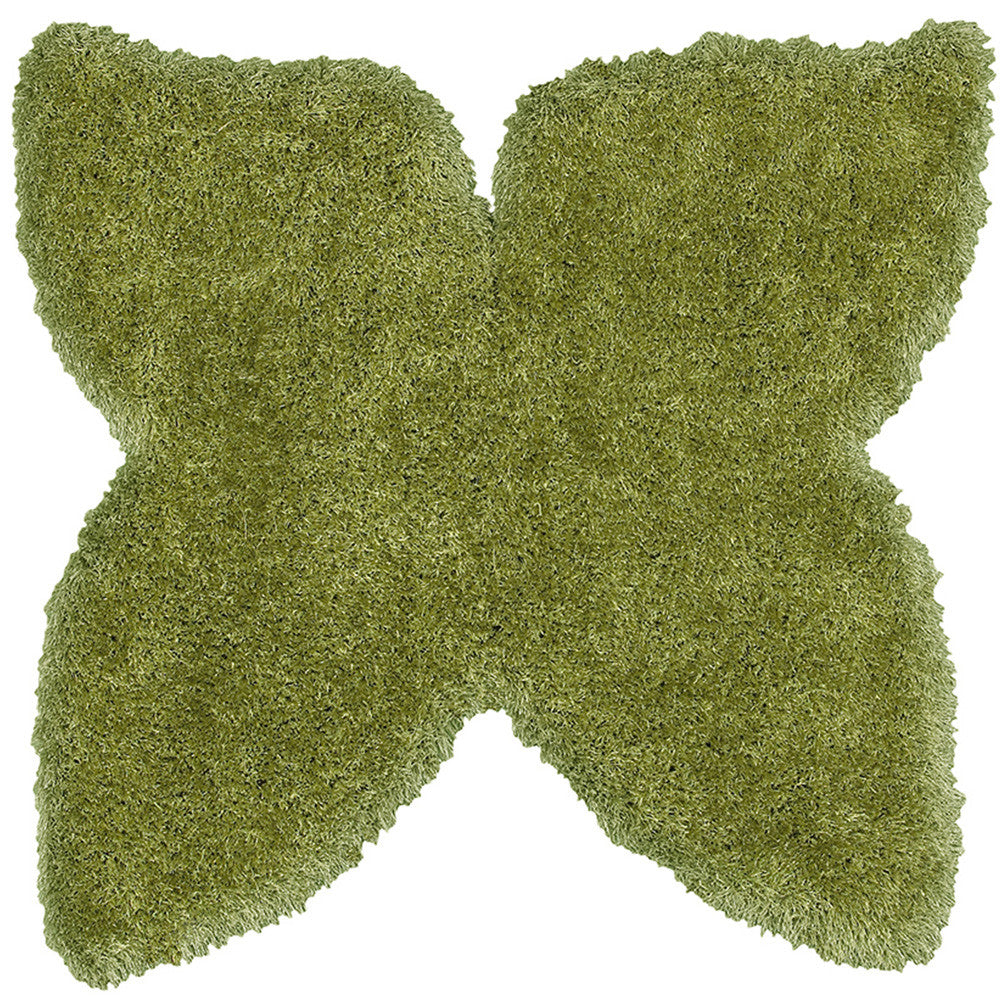 LR Resources Senses 80962 Green Hand Tufted Area Rug 5' Diameter Butterfly