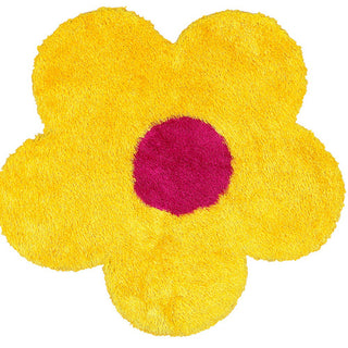 LR Resources Senses 80966 Yellow Hand Tufted Area Rug 4' Diameter Flower