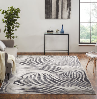 N Natori Serengeti SG-630 Charcoal Zebra Area Rug