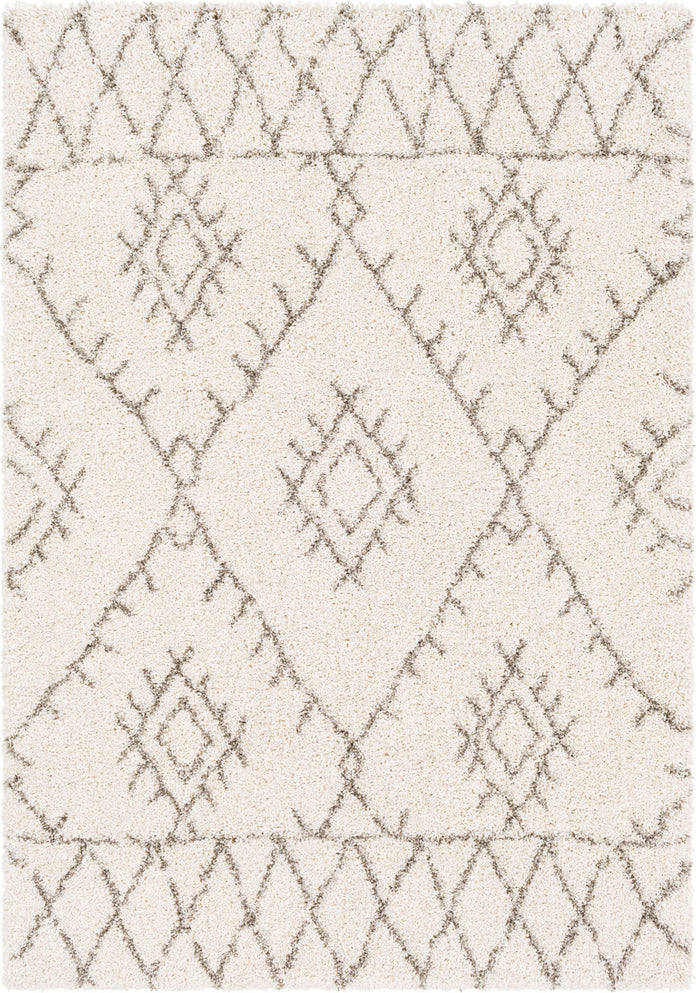 Surya Serengeti Shag SGT-2301 White Khaki Taupe Dark Brown Area Rug main image