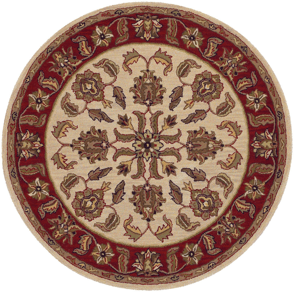 LR Resources Shapes 10561 Ivory/Red Area Rug 5' Round