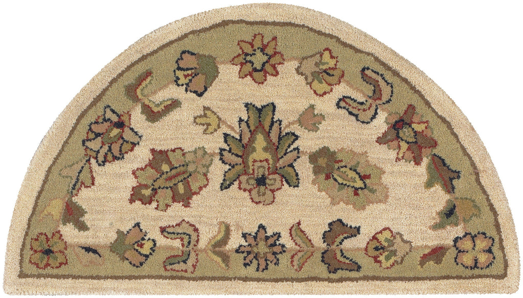 LR Resources Shapes 10579 Ivory/Light Green Hand Woven Area Rug 2'3'' x 3'10'' Half Moon