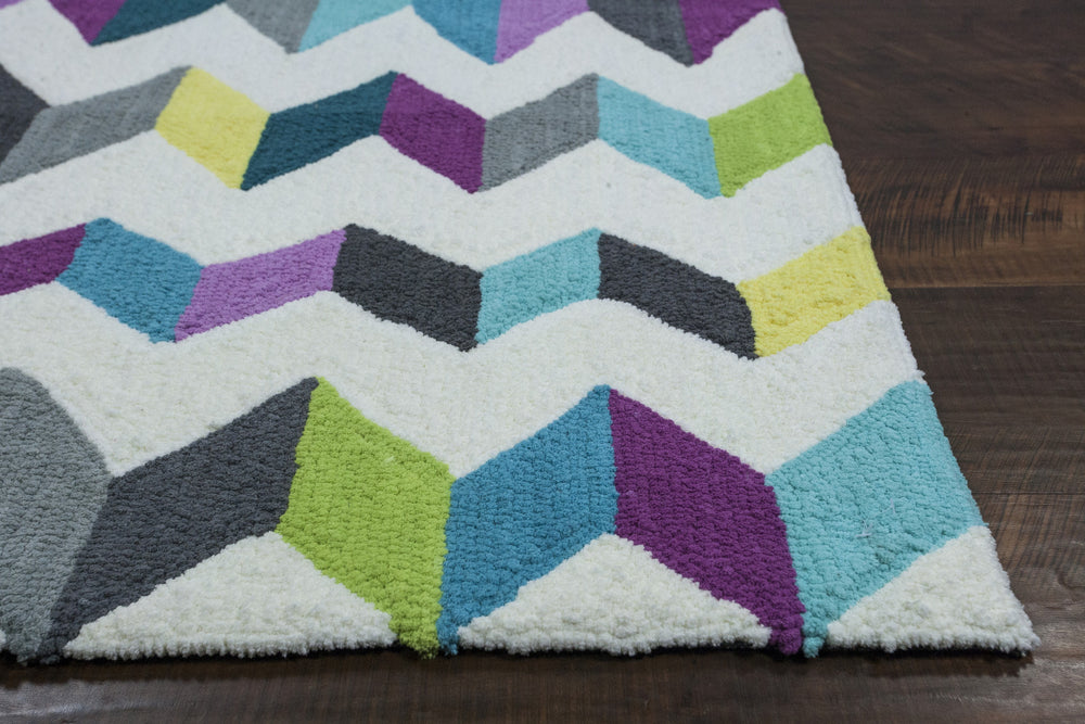 KAS Shelby 6306 Teal/Grey Kaleidoscope Area Rug Main Image Feature