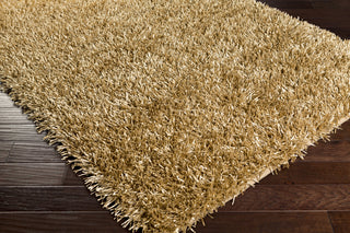 Surya Shimmer SHI-5008 Gold Shag Weave Area Rug 5x8 Corner