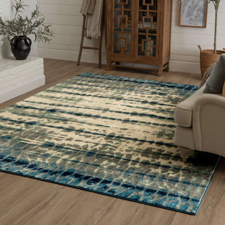 Karastan Expressions Shibori Stripe Indigo Area Rug by Scott Living Lifestyle Image