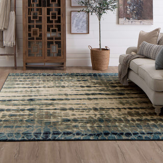 Karastan Expressions Shibori Stripe Indigo Area Rug by Scott Living Lifestyle Image