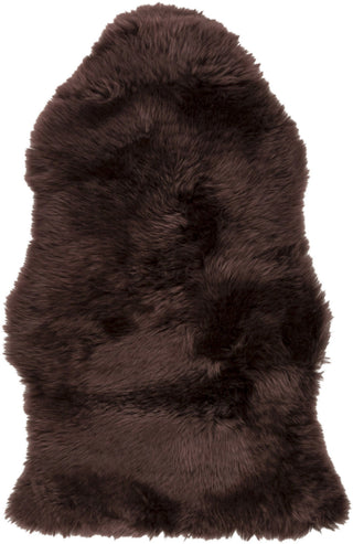 Surya Sheepskin SHS-9603 Dark Brown Area Rug 2' X 3'