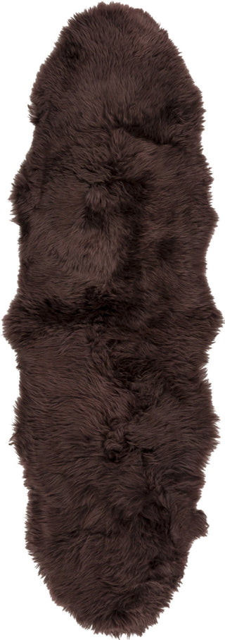 Surya Sheepskin SHS-9603 Dark Brown Area Rug 2' X 6'