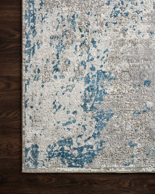 Loloi Sienne SIE-01 Dove/Ocean Area Rug Corner On Wood