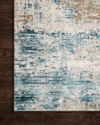 Loloi Sienne SIE-05 Ivory/Azure Area Rug Corner On Wood