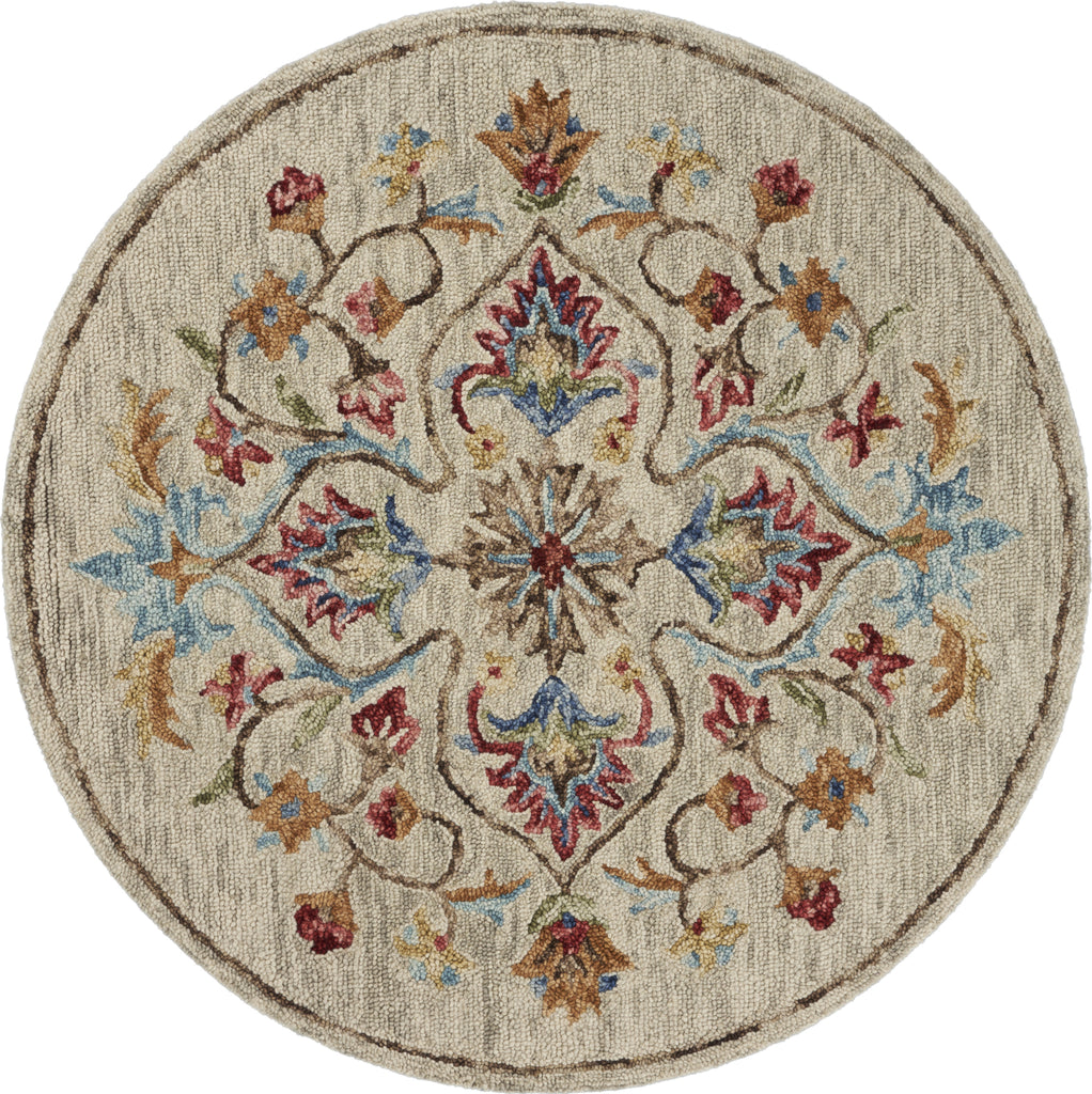 LR Resources Sinuous Floral Oasis Beige Area Rug main image