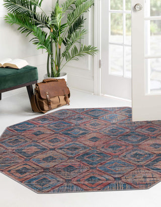 Unique Loom Sisu T-SISU1 Peach and Blue Area Rug Octagon Lifestyle Image Feature