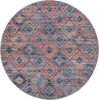 Unique Loom Sisu T-SISU1 Peach and Blue Area Rug Round Top-down Image