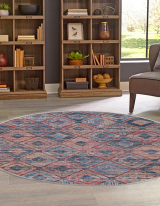 Unique Loom Sisu T-SISU1 Peach and Blue Area Rug Round Lifestyle Image