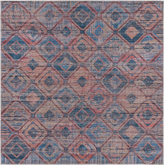 Unique Loom Sisu T-SISU1 Peach and Blue Area Rug Square Top-down Image