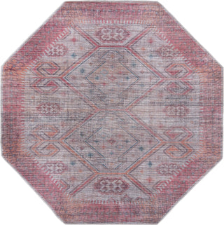 Unique Loom Sisu T-SISU4 Rust Red and Beige Area Rug Octagon Top-down Image