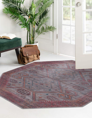 Unique Loom Sisu T-SISU4 Rust Red and Beige Area Rug Octagon Lifestyle Image Feature