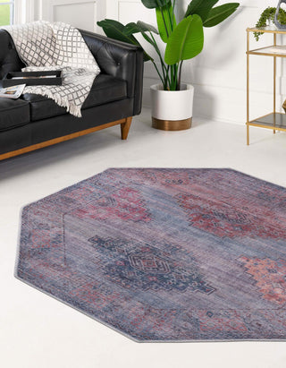 Unique Loom Sisu T-SISU6 Antique Blue Area Rug Octagon Lifestyle Image Feature