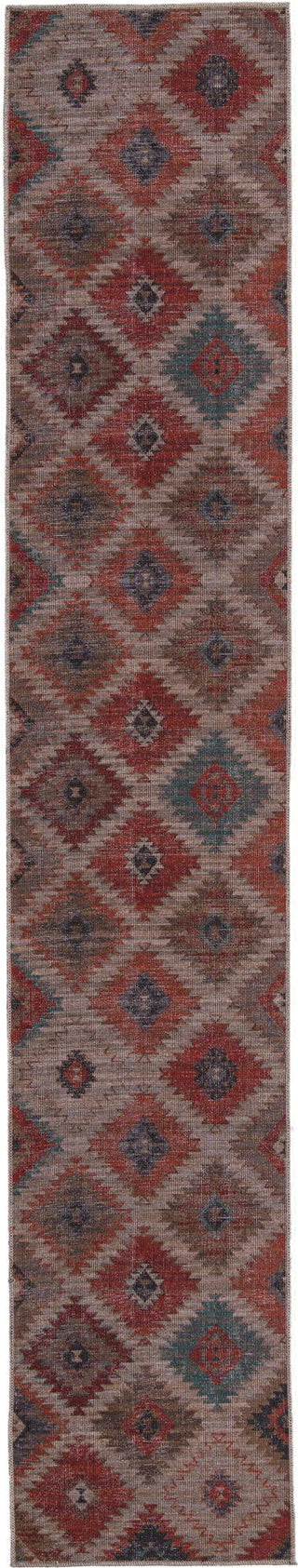 Unique Loom Sisu T-SISU8 Rust Red and Beige Area Rug Runner Top-down Image