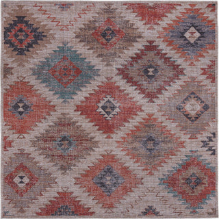 Unique Loom Sisu T-SISU8 Rust Red and Beige Area Rug Square Top-down Image