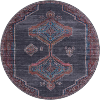 Unique Loom Sisu T-SISU9 Charcoal and Gray Area Rug Round Top-down Image