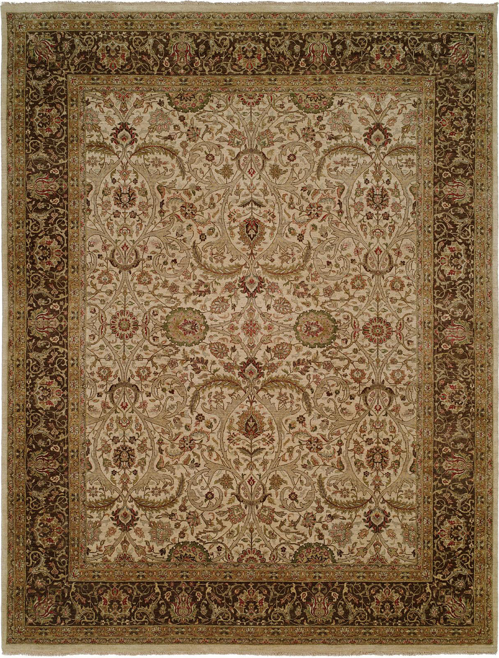 Kalaty Shajahan SJ-472 Ivory/Brown Area Rug
